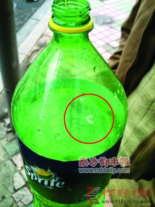 瓶里的蟲子(紅圈處)讓樊先生看起來就反胃。南都記者謝亮輝攝 瓶里的蟲子(紅圈處)讓樊先生看起來就反胃。南都記者謝亮輝攝